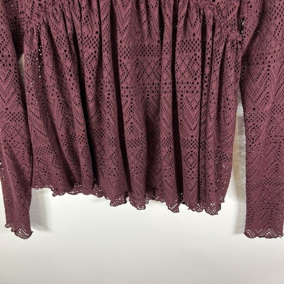Free People Beach About Time Top burgundy lace size Small Boho Peasant - Picture 4 of 7